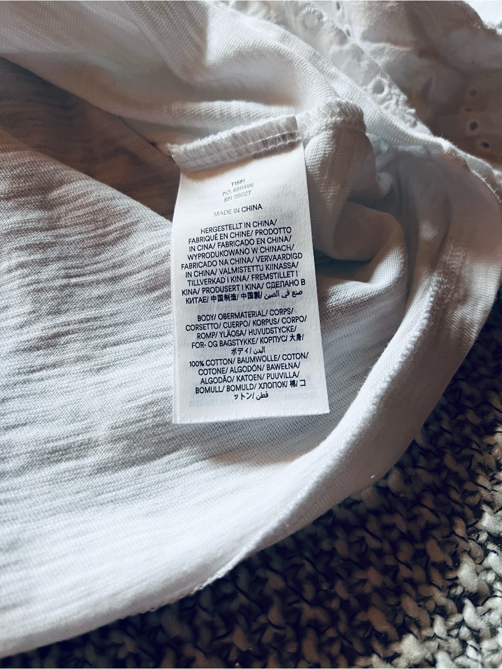 Boden 100% Cotton Eyelet Sleeve Top in Crisp White Women’s Size Small - Picture 7 of 8